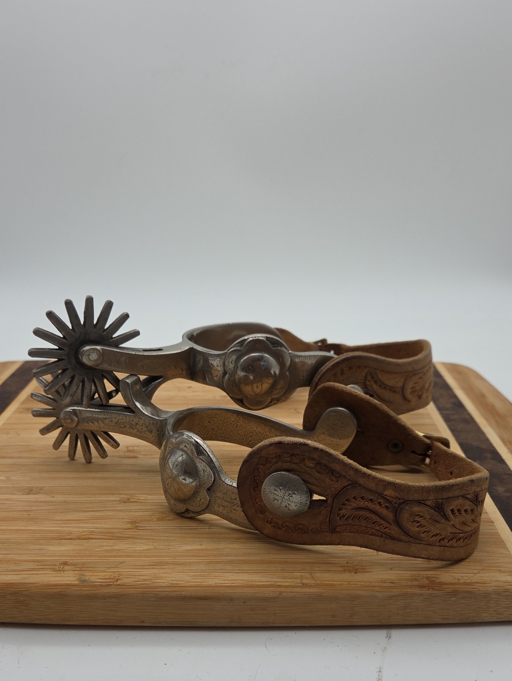 Vintage Crockett Silver Engraved Spurs